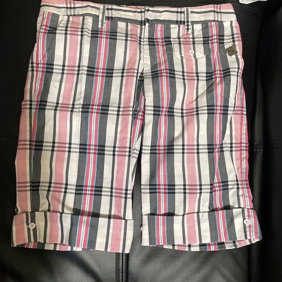 Volcom Plaid Women's Shorts - Pink, Blue, Black - Picture 1 of 4